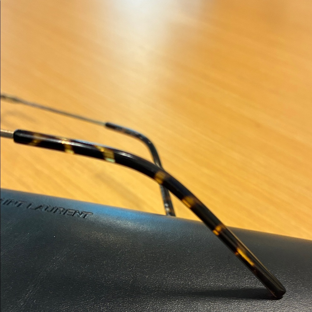 Saint Laurent Silver Rectangular Metal Frame Glas… - image 3